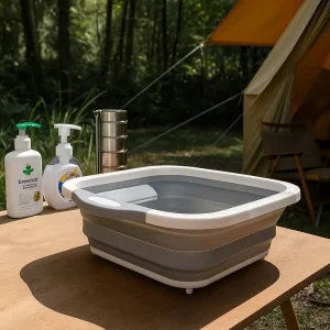 Sammenklappelig silikonevask til camping – bærbar skærebræt